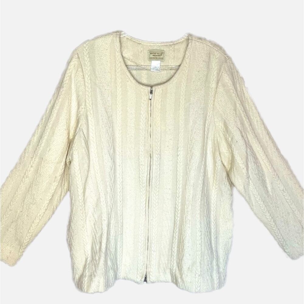 100% Merino Wool Zip Front Cardigan - Cream